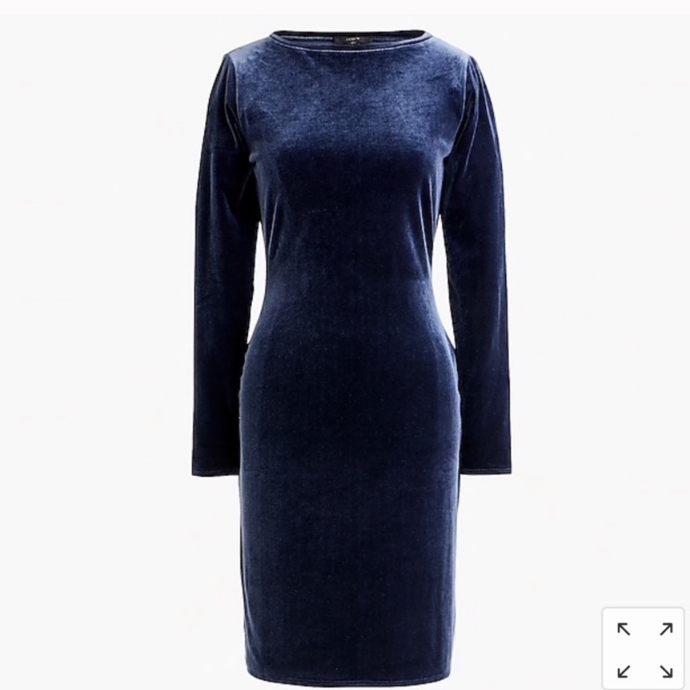 J. Crew blue velvet sheath dress